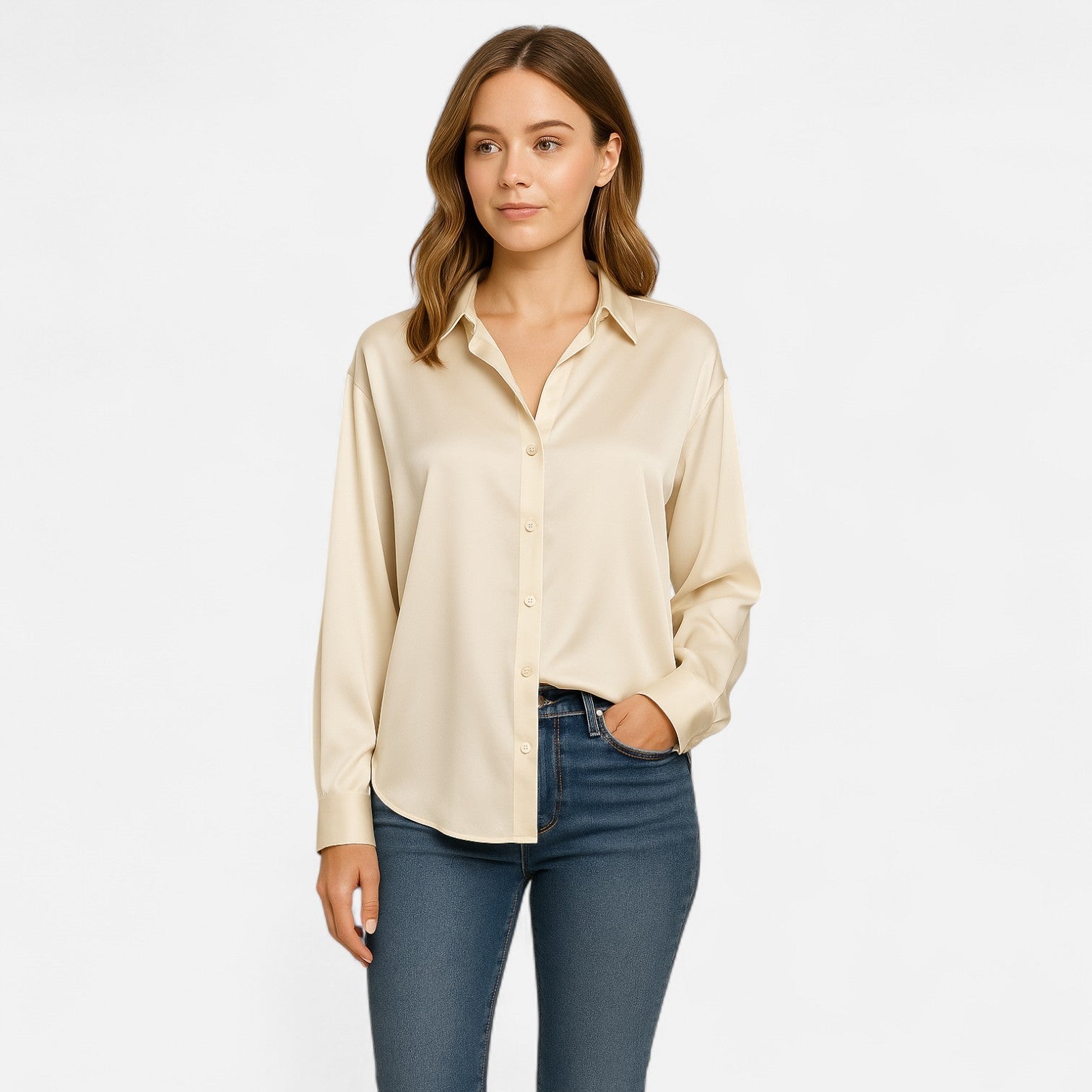 Lormonte | Women’s Silk Shirt – Timeless Elegance in a Lustrous Finish
