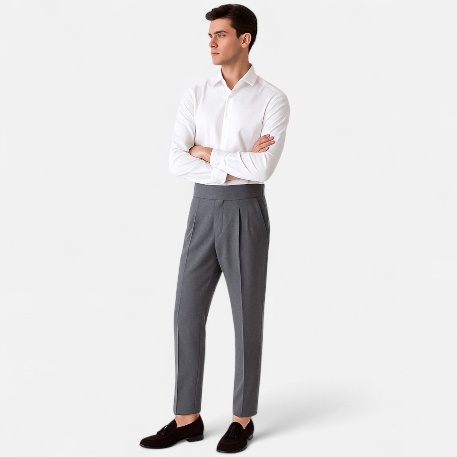 Lormonte | Men’s High-Waist Trousers – Defined Structure, Timeless Elegance