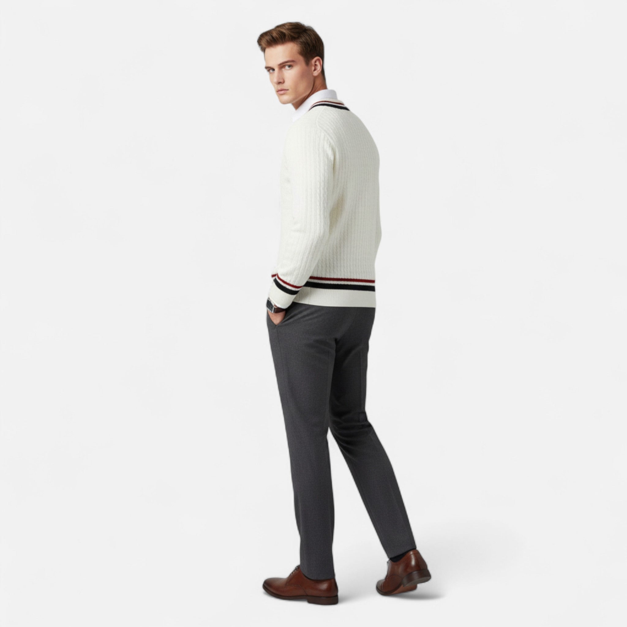 Lormonte | Men’s Classic Knit V-Neck Top