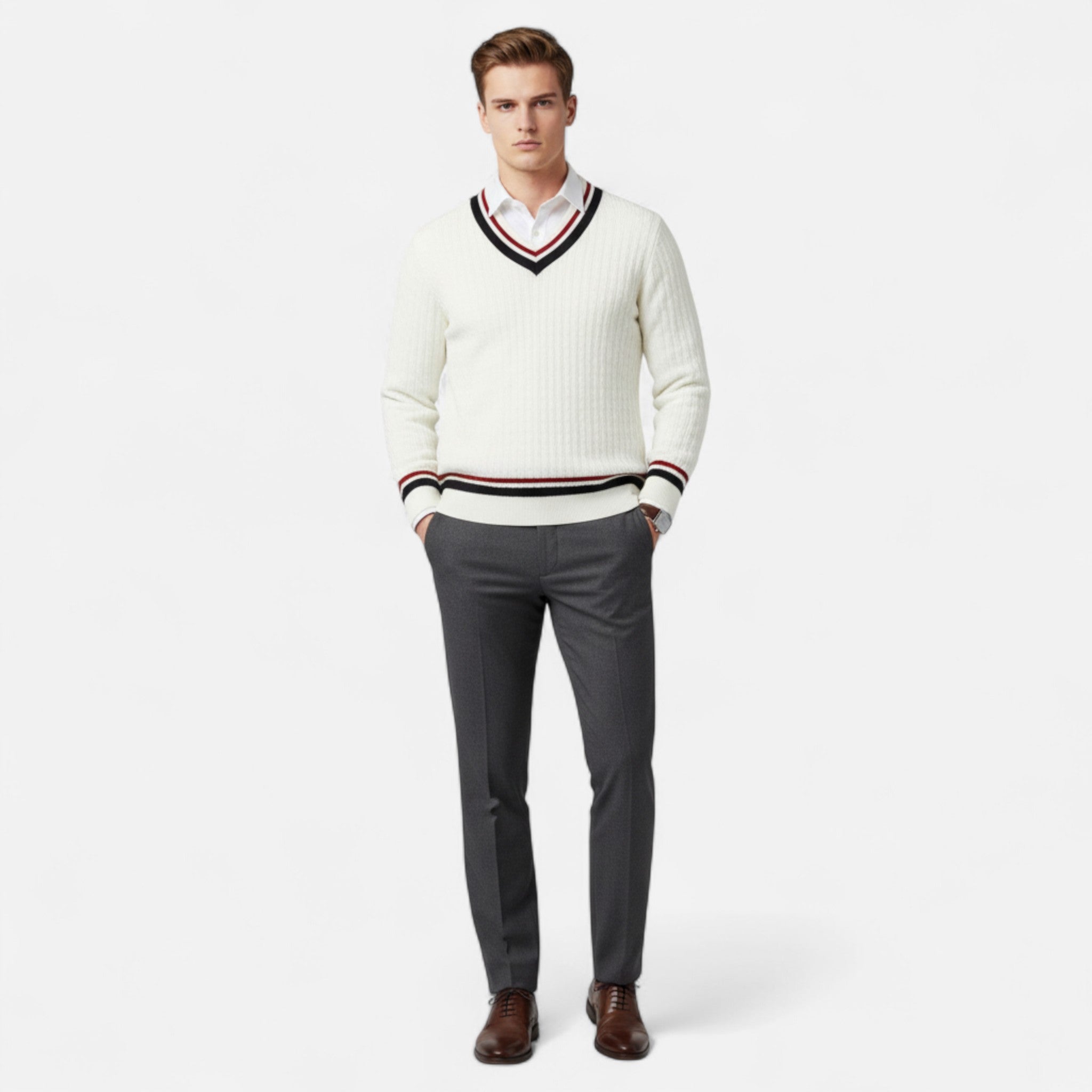 Lormonte | Men’s Classic Knit V-Neck Top