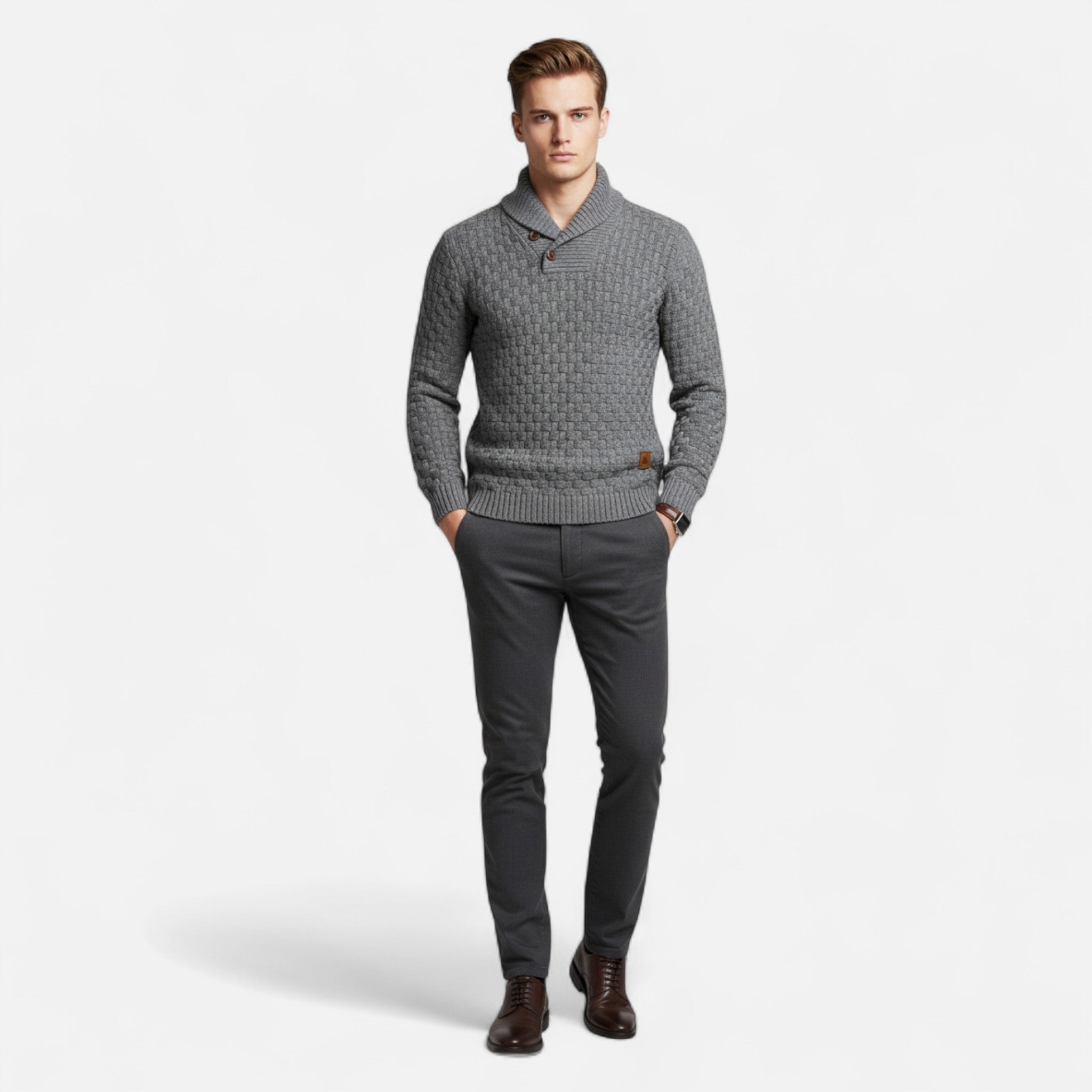 Lormonte | Men’s Waffle Knit Pullover Sweater