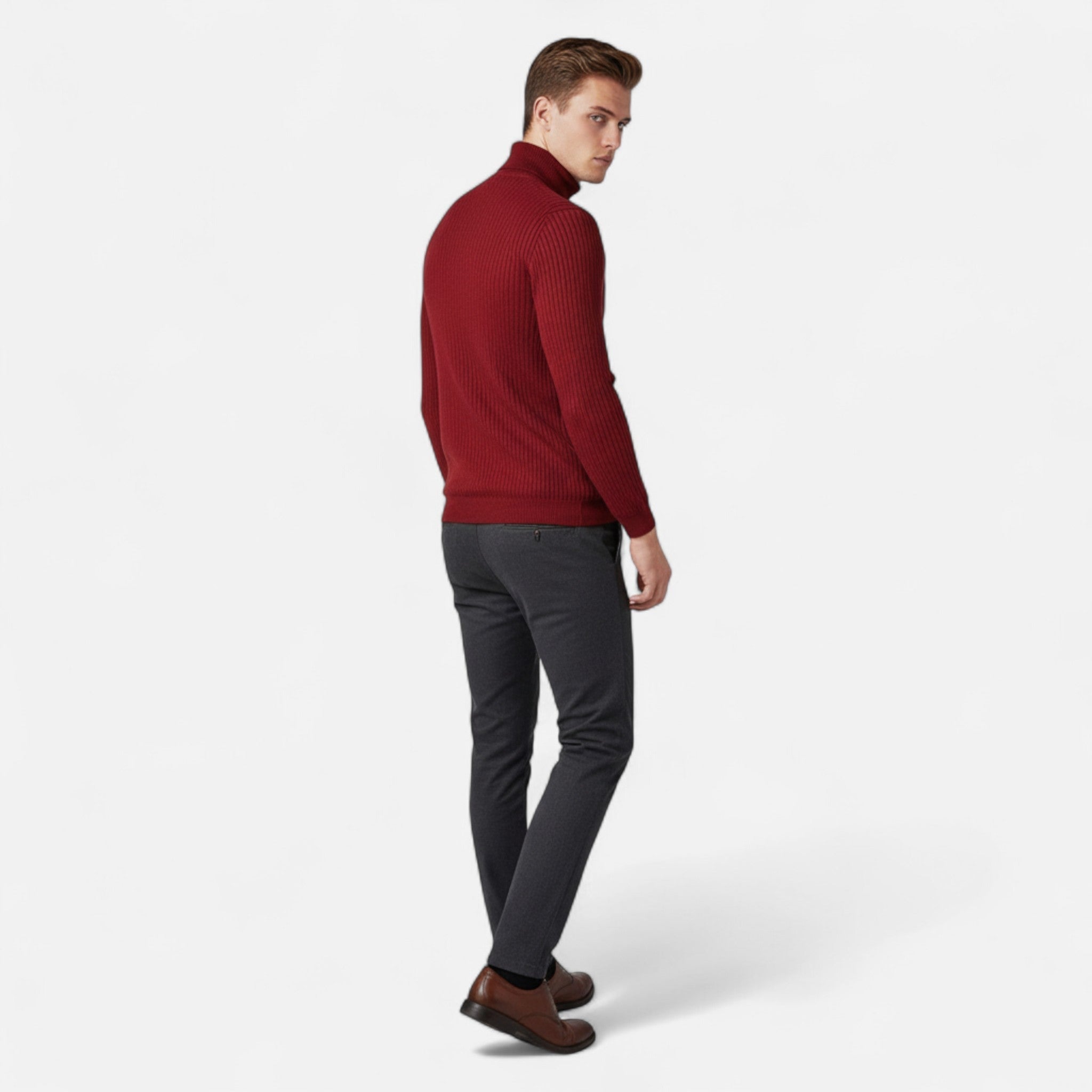 Lormonte | Men’s Lapel-Neck Knitted Sweater