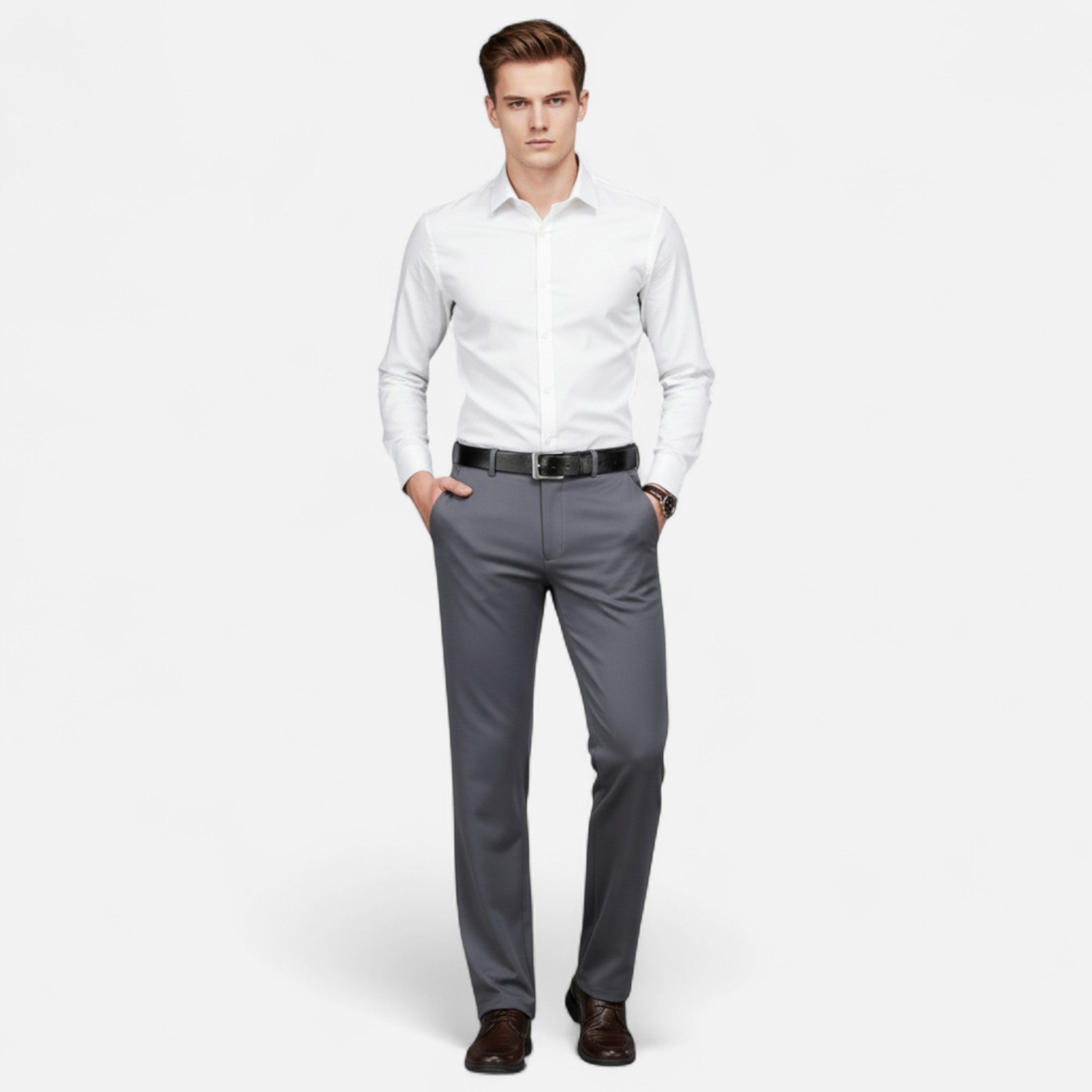 Lormonte | Men’s Solid Colour Business Trousers