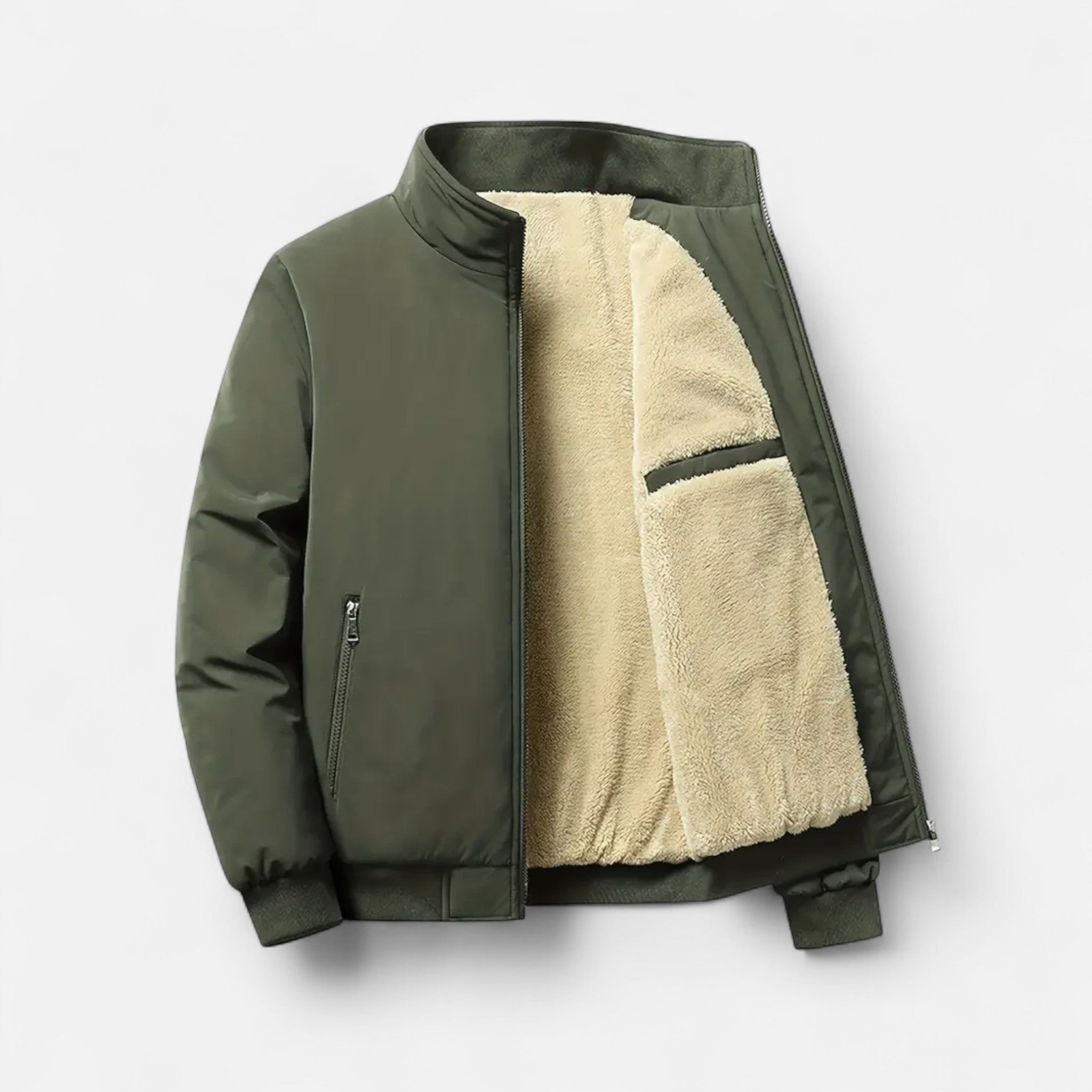 Lormonte | Men’s Casual Solid Colour Fleece Jacket
