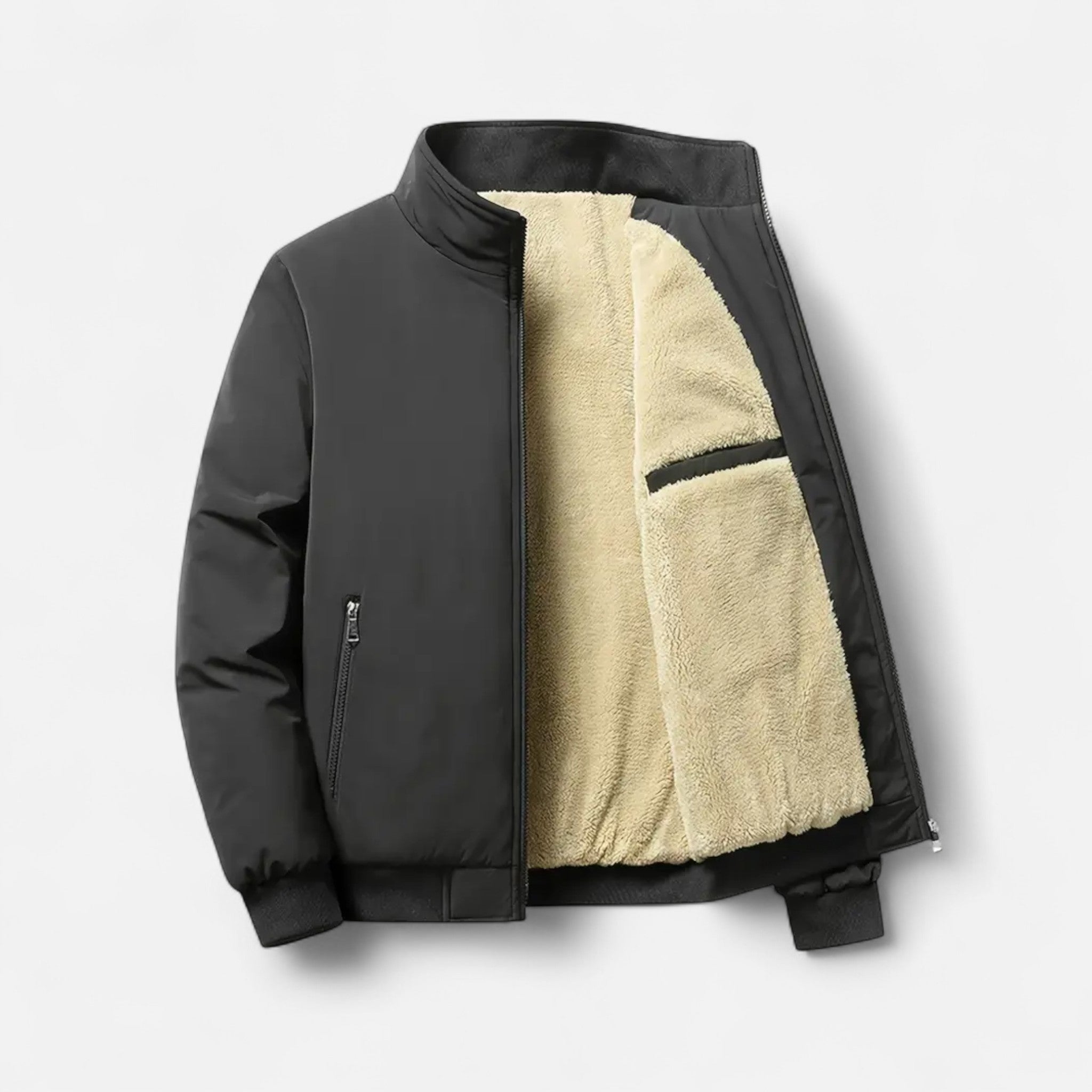 Lormonte | Men’s Casual Solid Colour Fleece Jacket