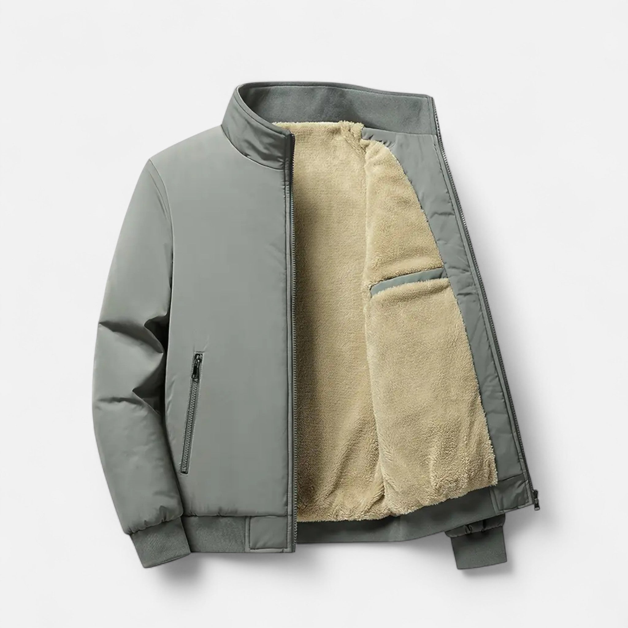 Lormonte | Men’s Casual Solid Colour Fleece Jacket