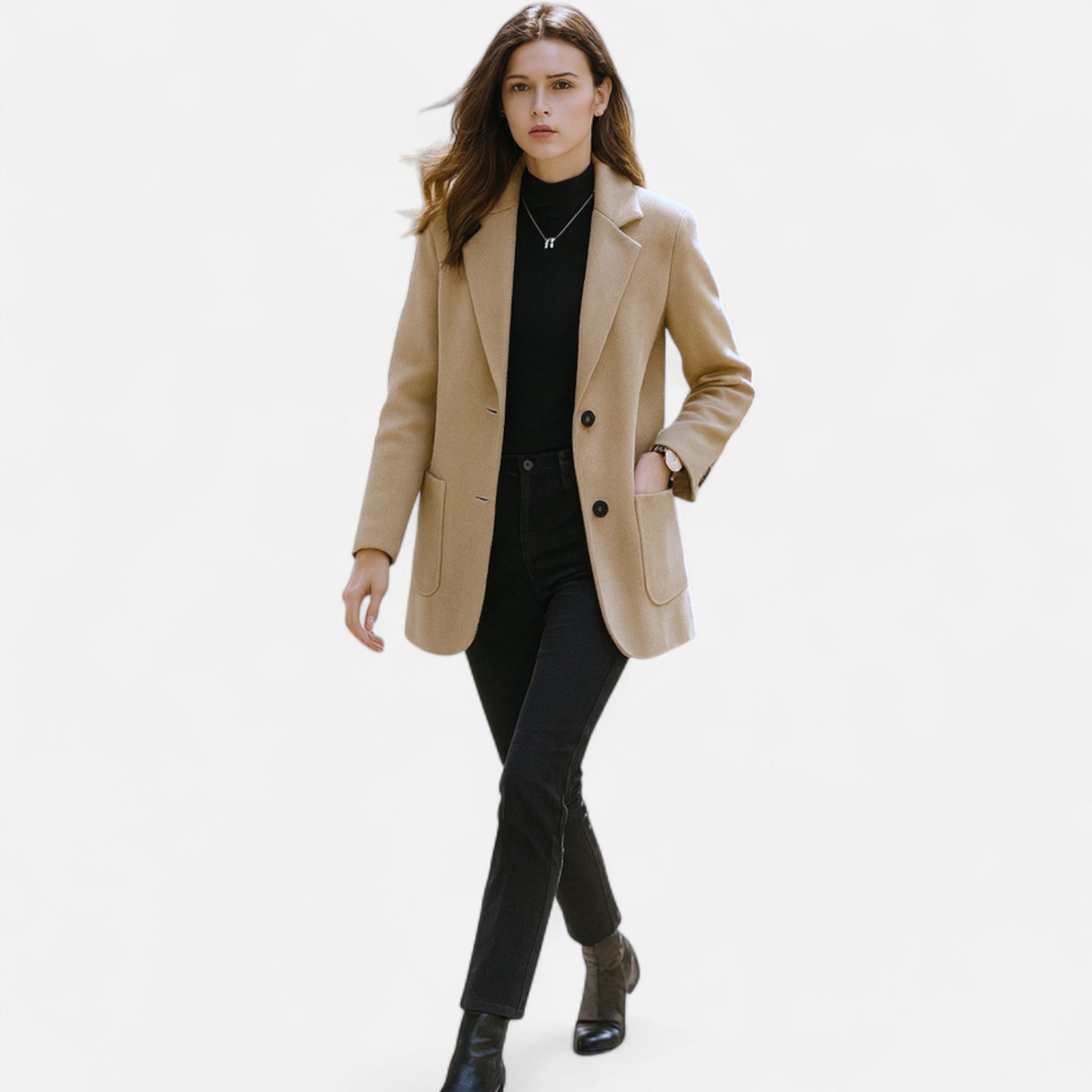 Lormonte | Women’s Classic Buttoned Blazer Coat