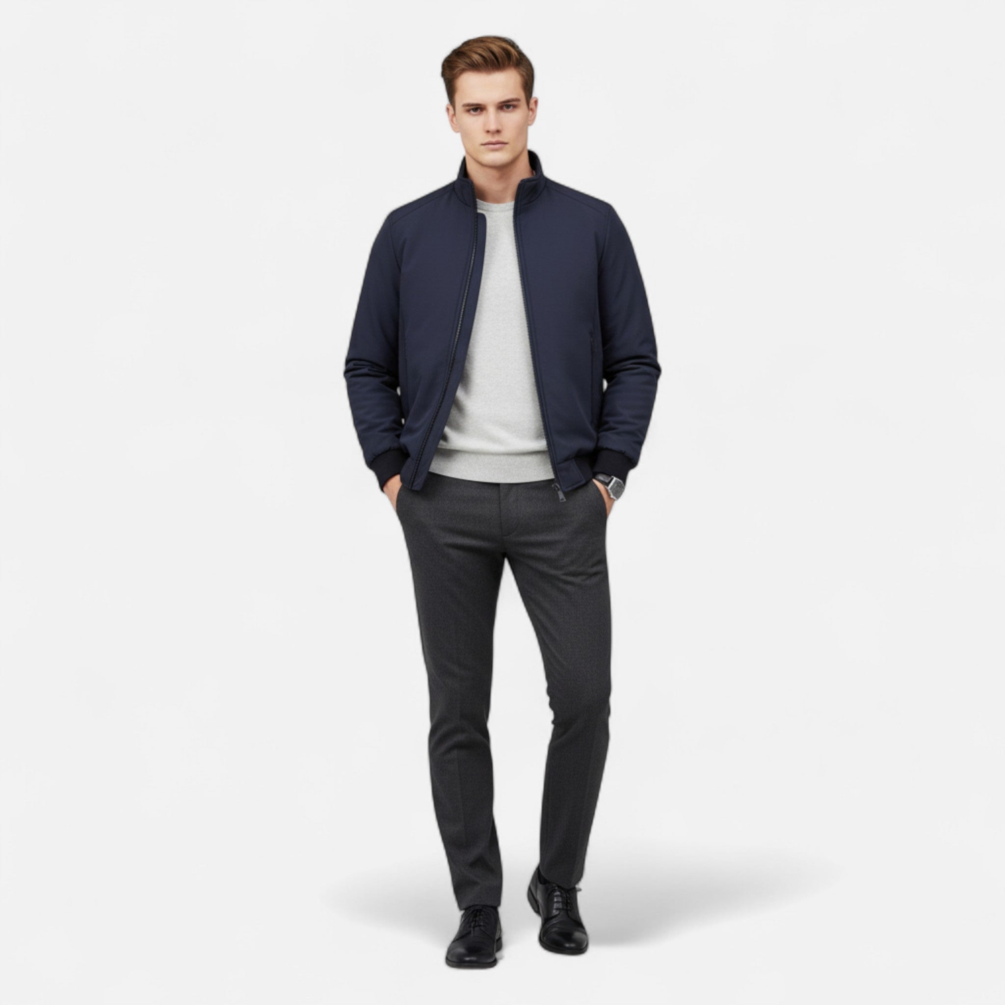 Lormonte | Men’s Casual Solid Colour Fleece Jacket